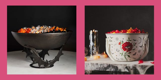 Festive treat bowls and themed snacks for kid-friendly zones and trick-or-treaters.